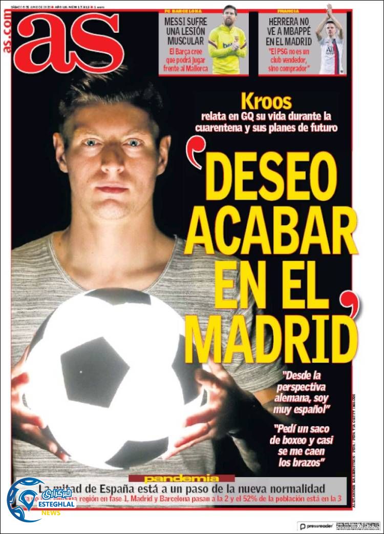 روزنامه ورزشی آاس شنبه 17 خرداد 1399