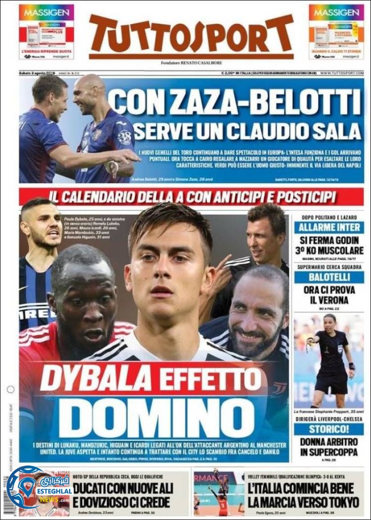 روزنامه ورزشی توتو اسپورت شنبه 12 مرداد 1398