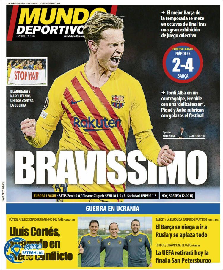 روزنامه ورزشی موندو دپورتیوو جمعه 6 اسفند 1400