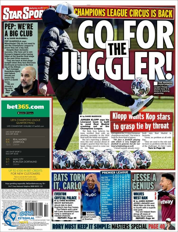 روزنامه ورزشی استار اسپورت سه شنبه 17 فروردین 1400