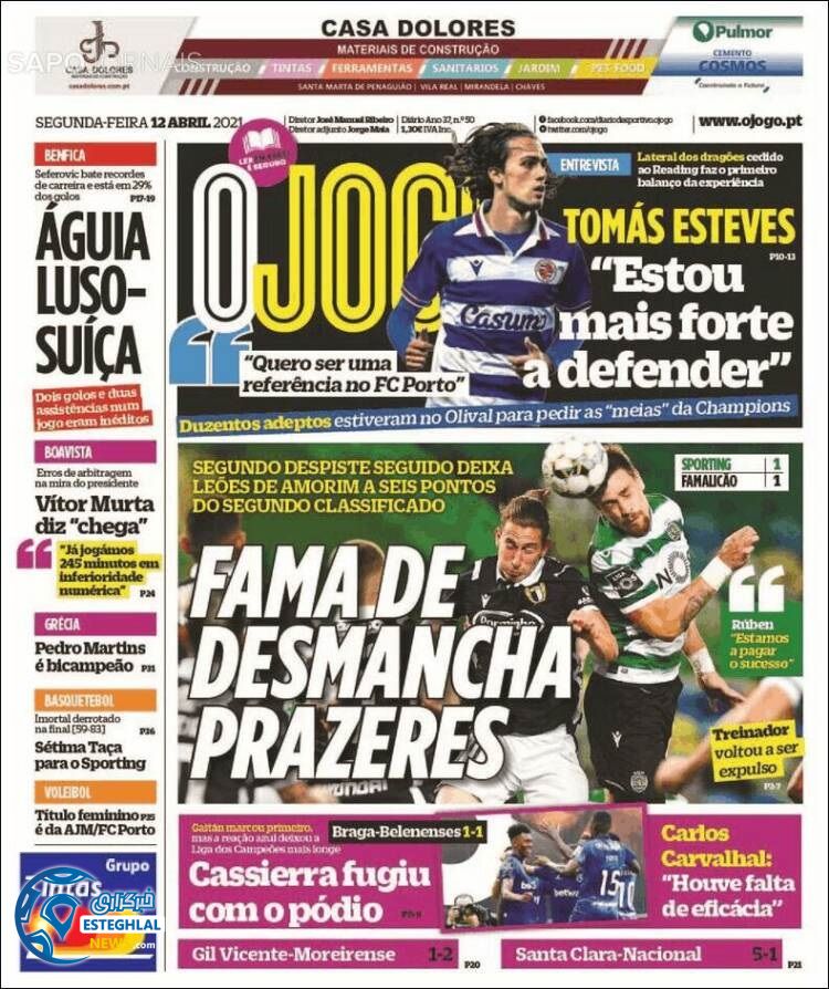 روزنامه ورزشی جوگو دوشنبه 23 فروردین 1400