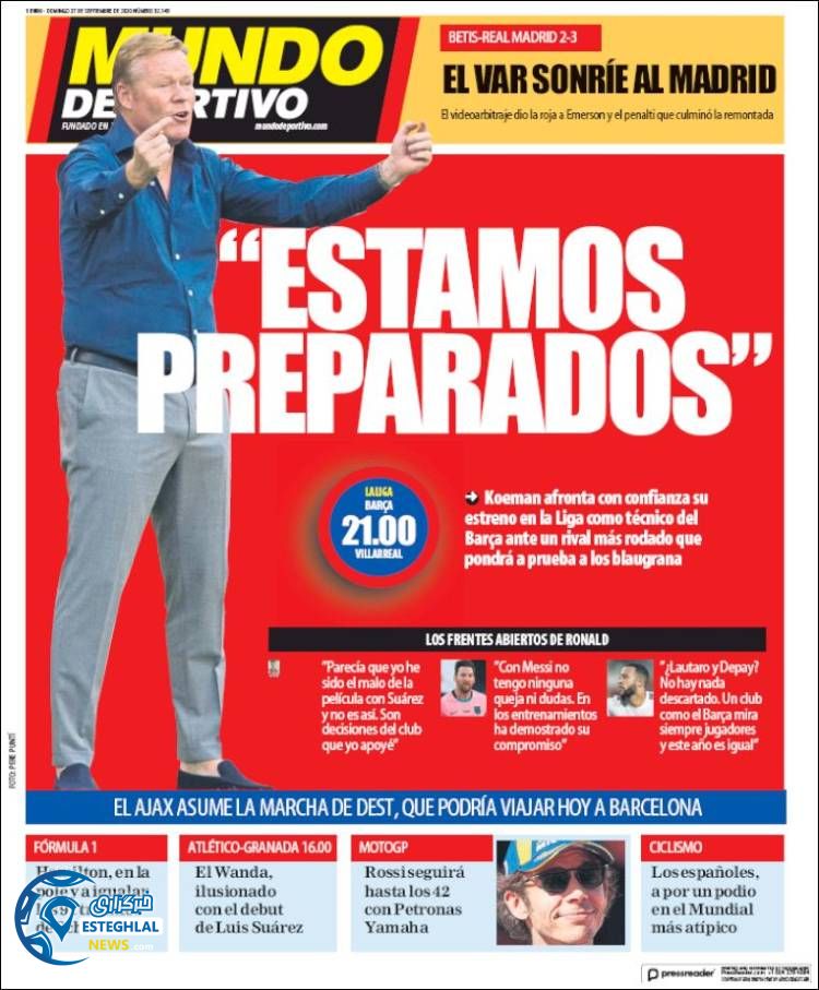 روزنامه ورزشی موندو دپورتیوو یکشنبه 6 مهر 1399