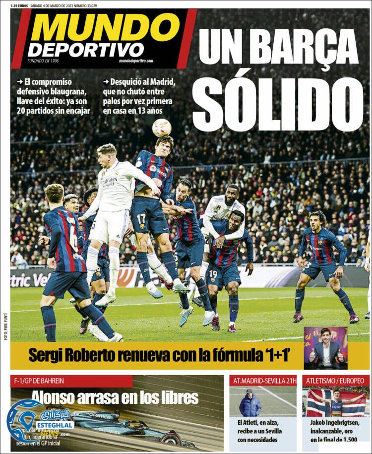 روزنامه  ورزشی موندو دپورتیوو شنبه 13 اسفند 1401 