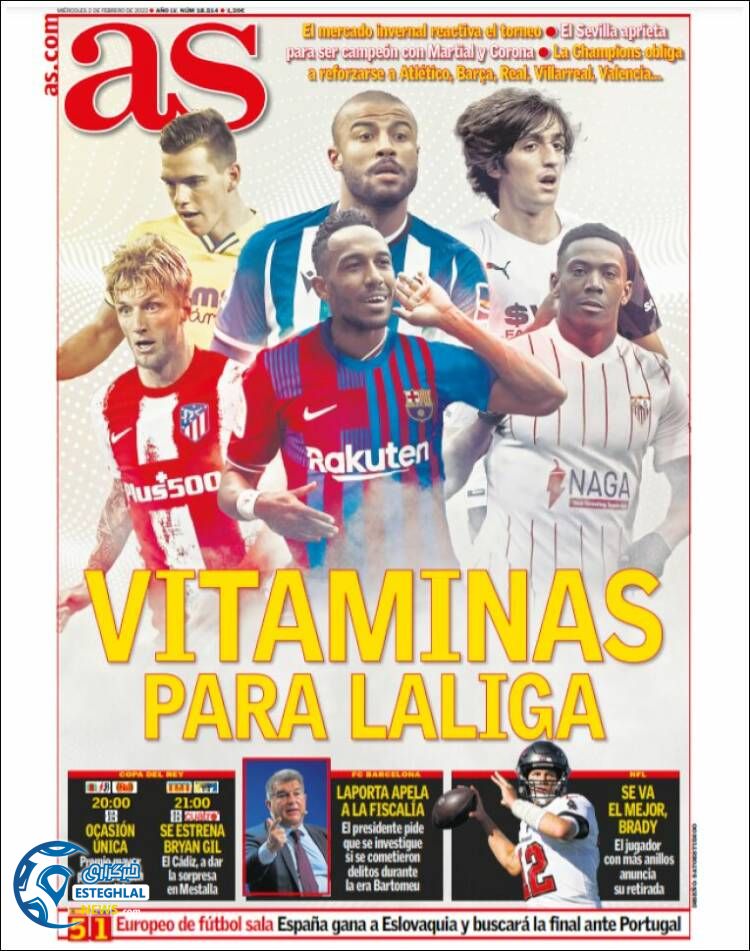 روزنامه ورزشی آ اس چهارشنبه 13 بهمن 1400