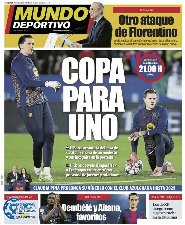 روزنامه  ورزشی موندو دپورتیوو سه شنبه 25 آذر 1404 