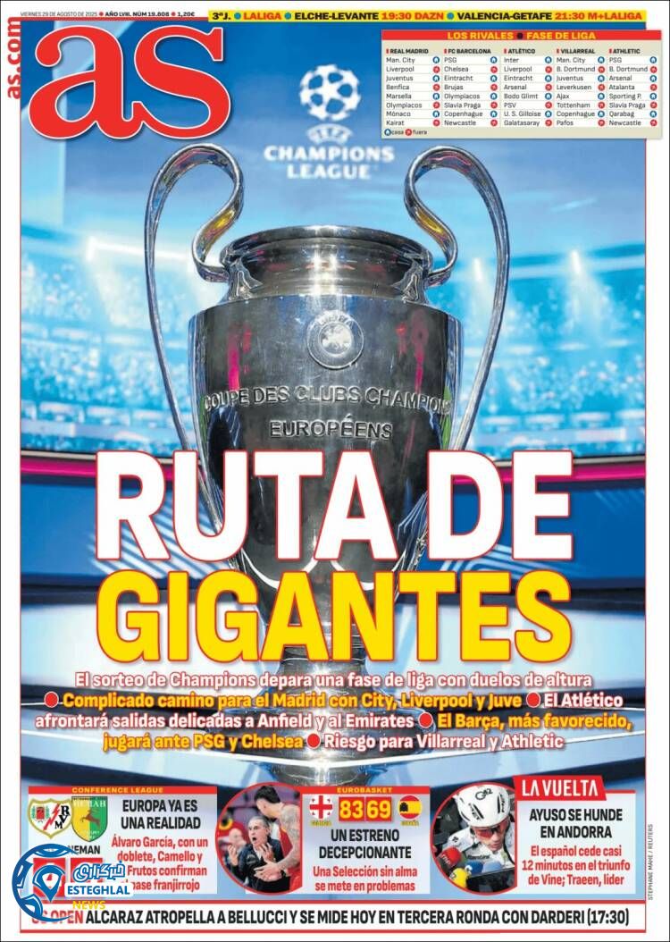 روزنامه ورزشی آ اس جمعه 7 شهریور 1404 