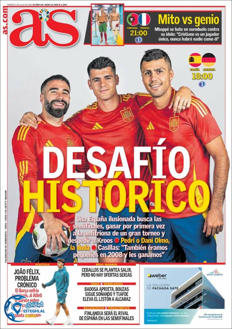 روزنامه  ورزشی آ اس جمعه 15 تیر 1403 