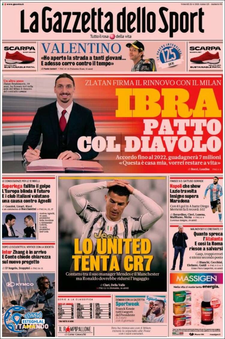 روزنامه ورزشی گاتزتا دلو اسپورت جمعه 3 اردیبهشت 1400