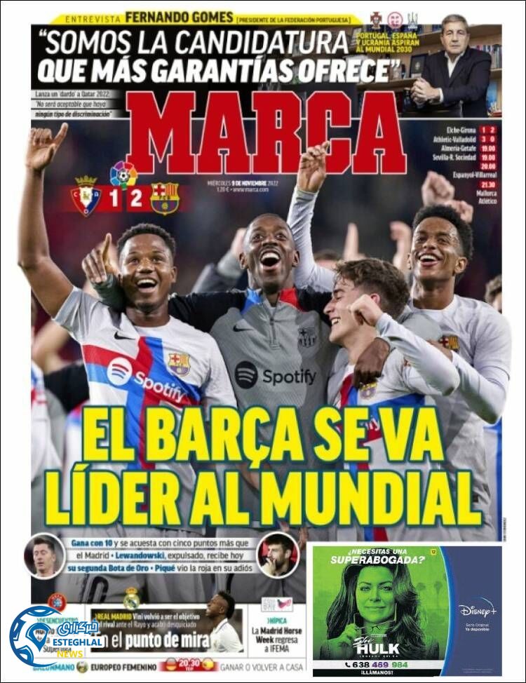 روزنامه ورزشی مارکا چهارشنبه 18 آبان 1401 