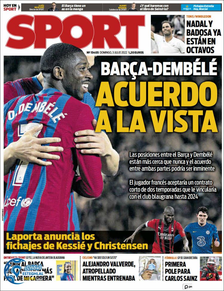 روزنامه ورزشی اسپورت یکشنبه 12 تیر 1401