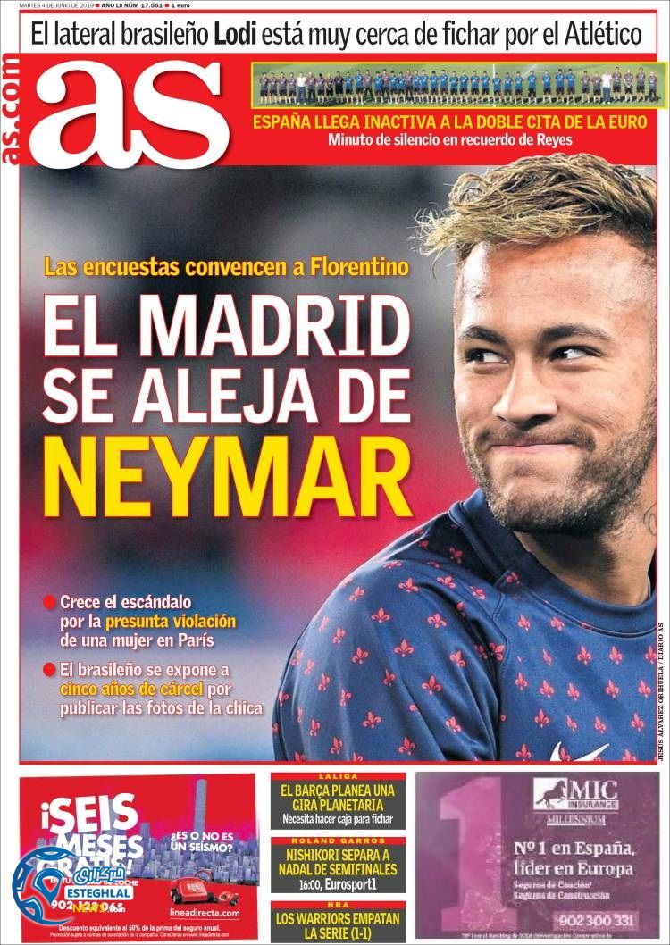 روزنامه ورزشی آاس سه شنبه 14 خرداد 1398