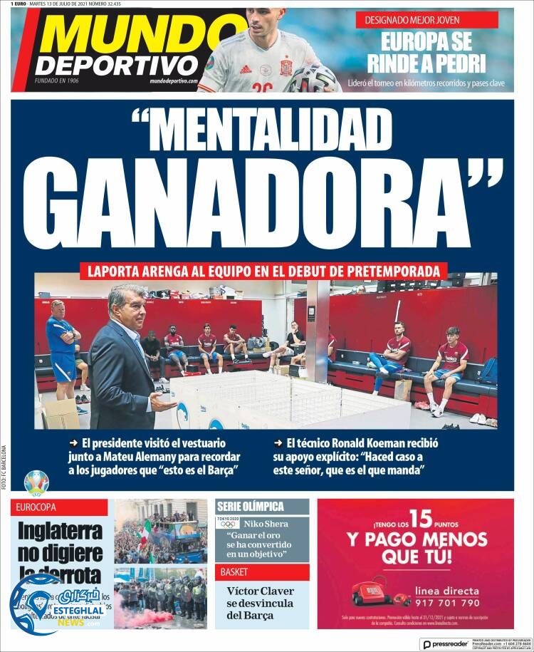 روزنامه ورزشی موندو دپورتیوو سه شنبه 22 تیر 1400