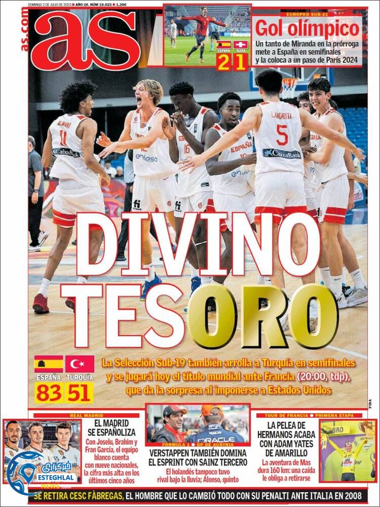 روزنامه ورزشی آ اس یکشنبه 11 تیر 1402 