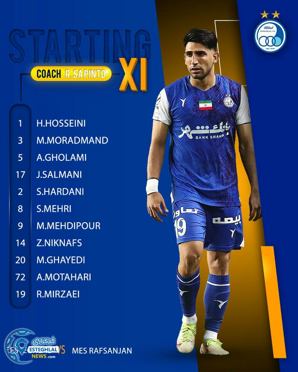 ترکیب استقلال مقابل مس رفسنجان