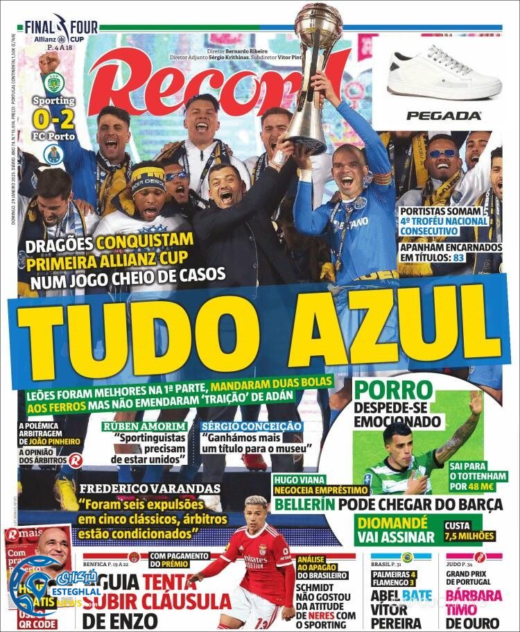 روزنامه ورزشی رکورد یکشنبه 9 بهمن 1401  