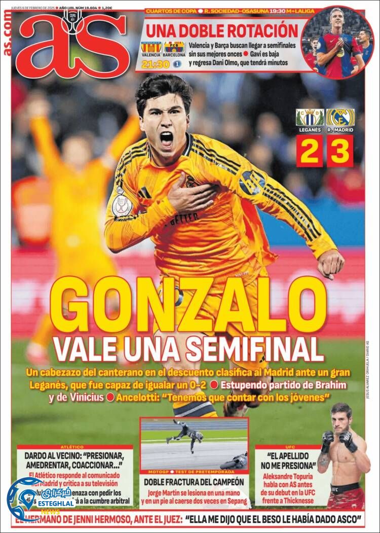 روزنامه  ورزشی آ اس پنجشنبه 18 بهمن 1403 