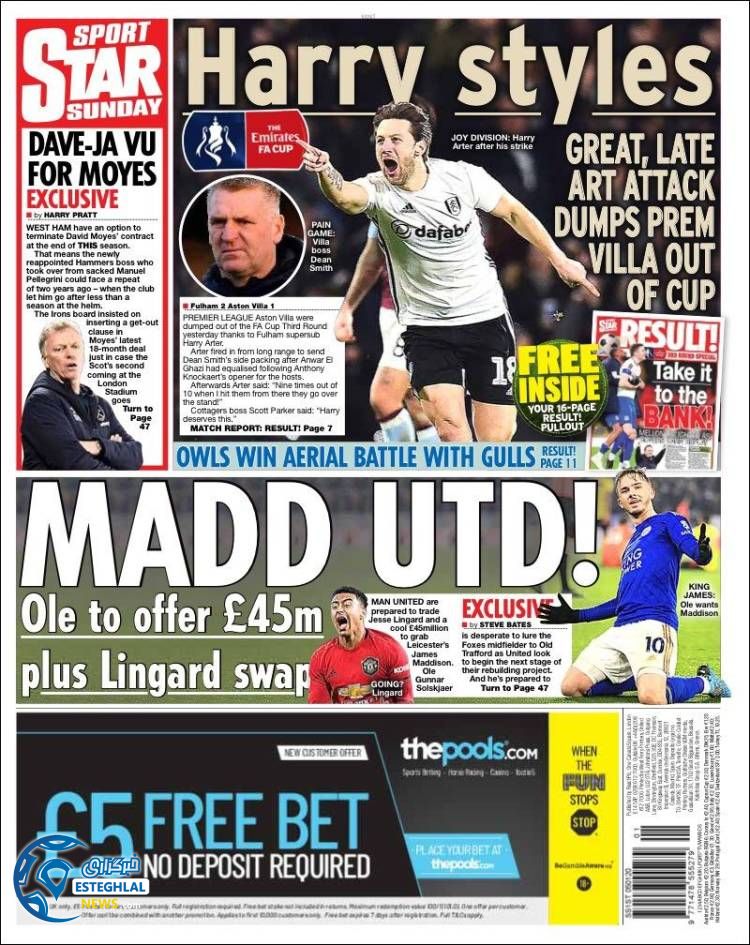 روزنامه ورزشی استار اسپورت یکشنبه 15 دی 1398