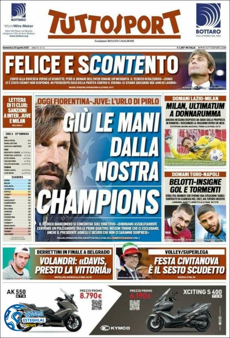 روزنامه ورزشی توتو اسپورت یکشنبه 5 اردیبهشت 1400