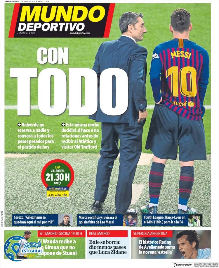 روزنامه ورزشی موندو دپورتیوو سه شنبه 13 فروردین 1398