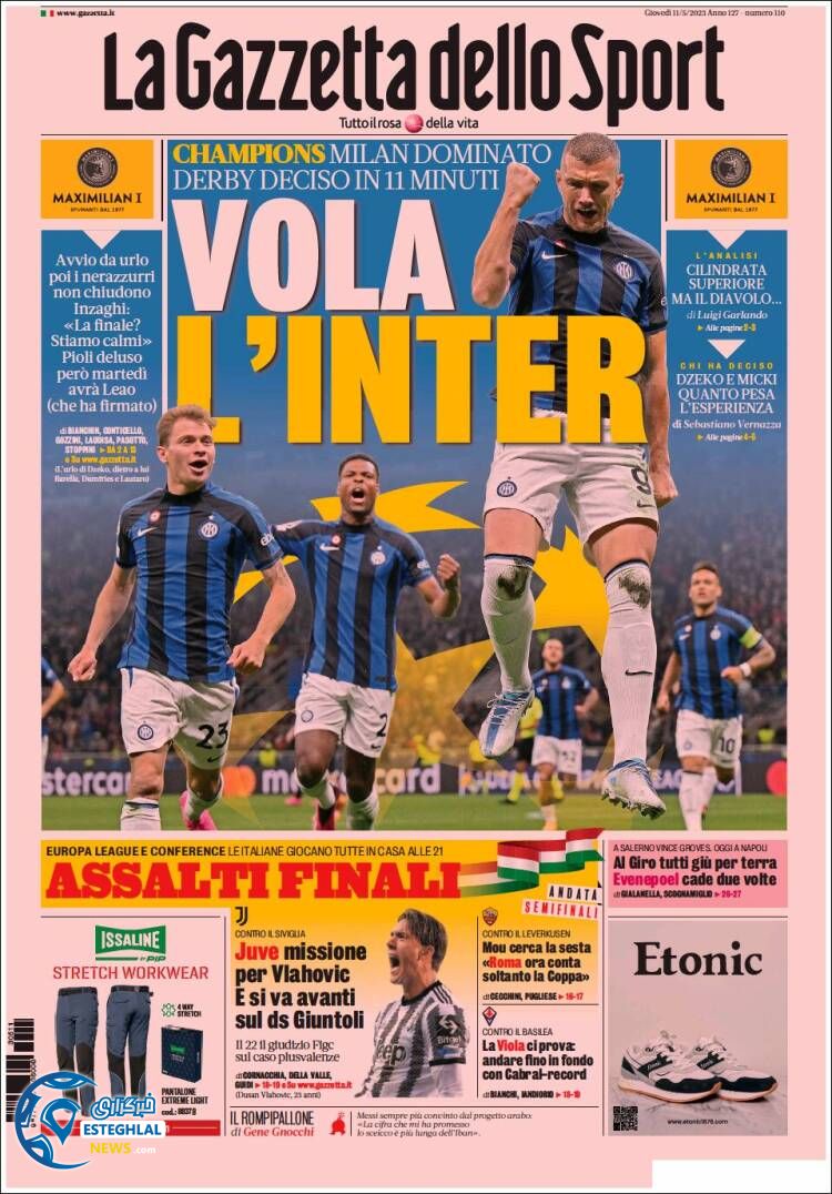 روزنامه ورزشی گاتزتا دلو اسپورت پنجشنبه 21 اردیبهشت 1402 