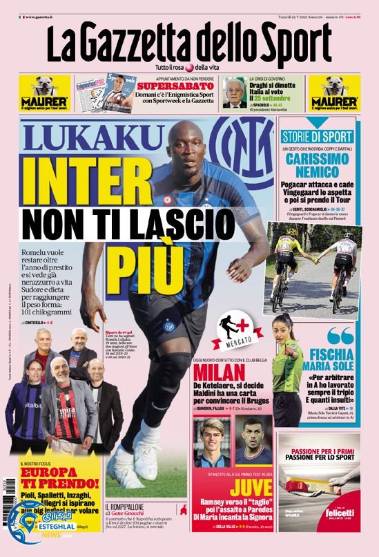 روزنامه ورزشی گاتزتا دلو اسپورت جمعه 31 تیر 1401