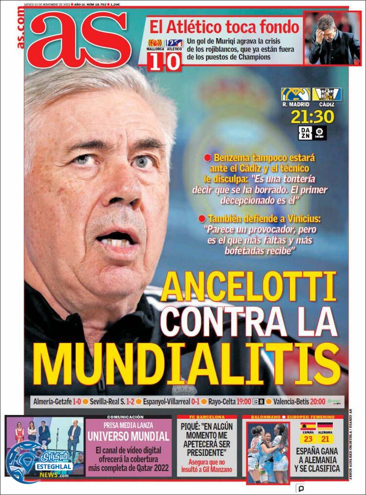 روزنامه ورزشی آ اس پنجشنبه 19 آبان 1401 