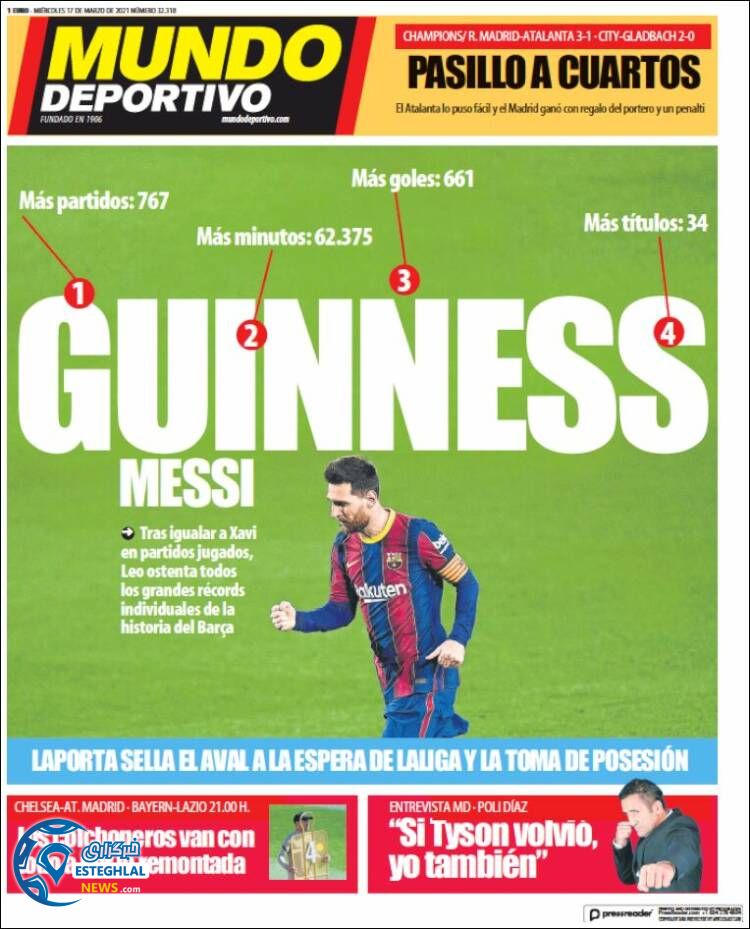 روزنامه ورزشی موندو دپورتیوو چهارشنبه 27 اسفند 1399