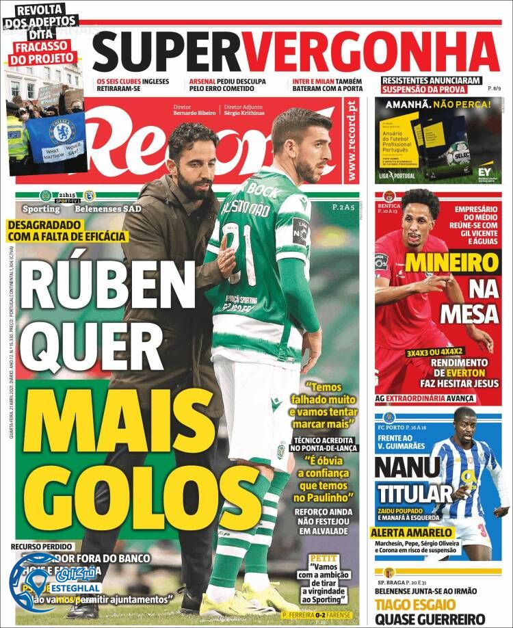 روزنامه ورزشی رکورد چهارشنبه 1 اردیبهشت 1400