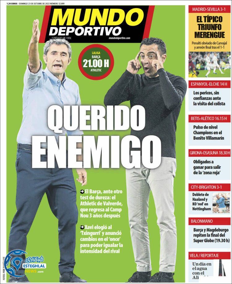 روزنامه ورزشی موندو دپورنیوو یکشنبه 1 آبان 1401 