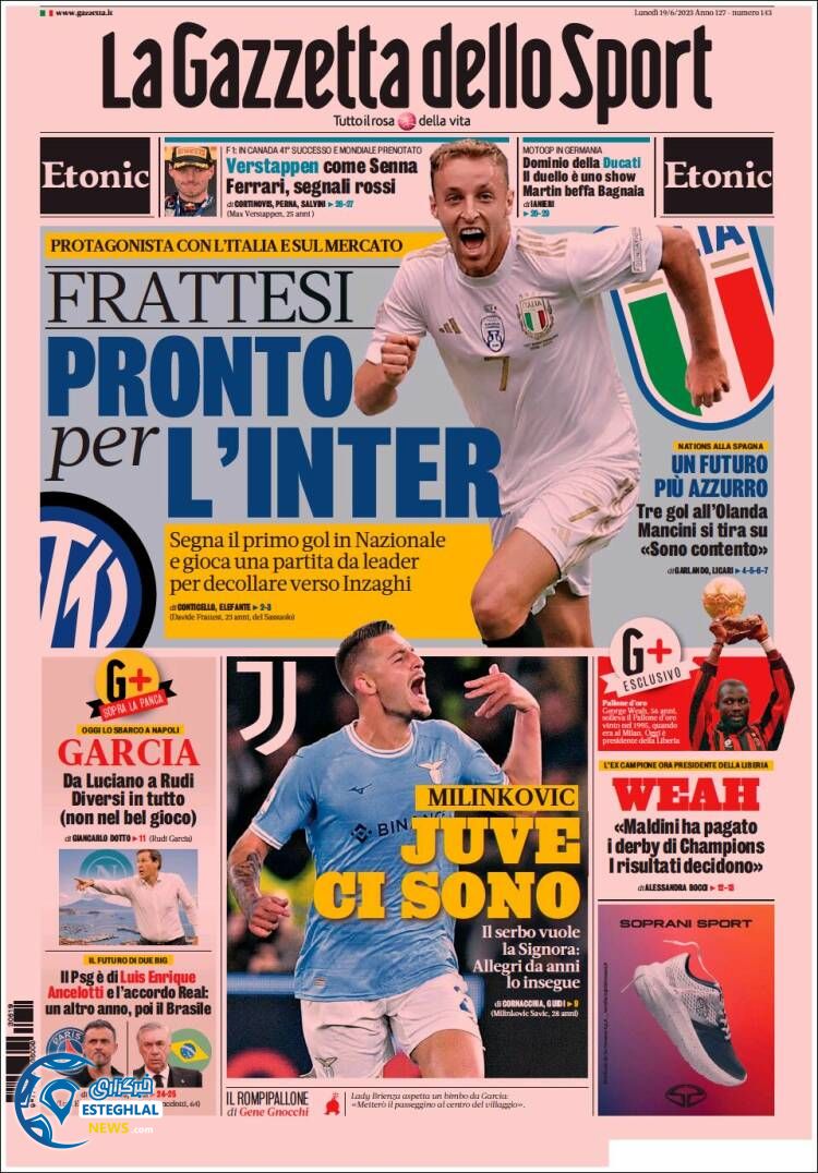 روزنامه ورزشی گاتزتا دلو اسپورت دوشنبه 29 خرداد 1402 