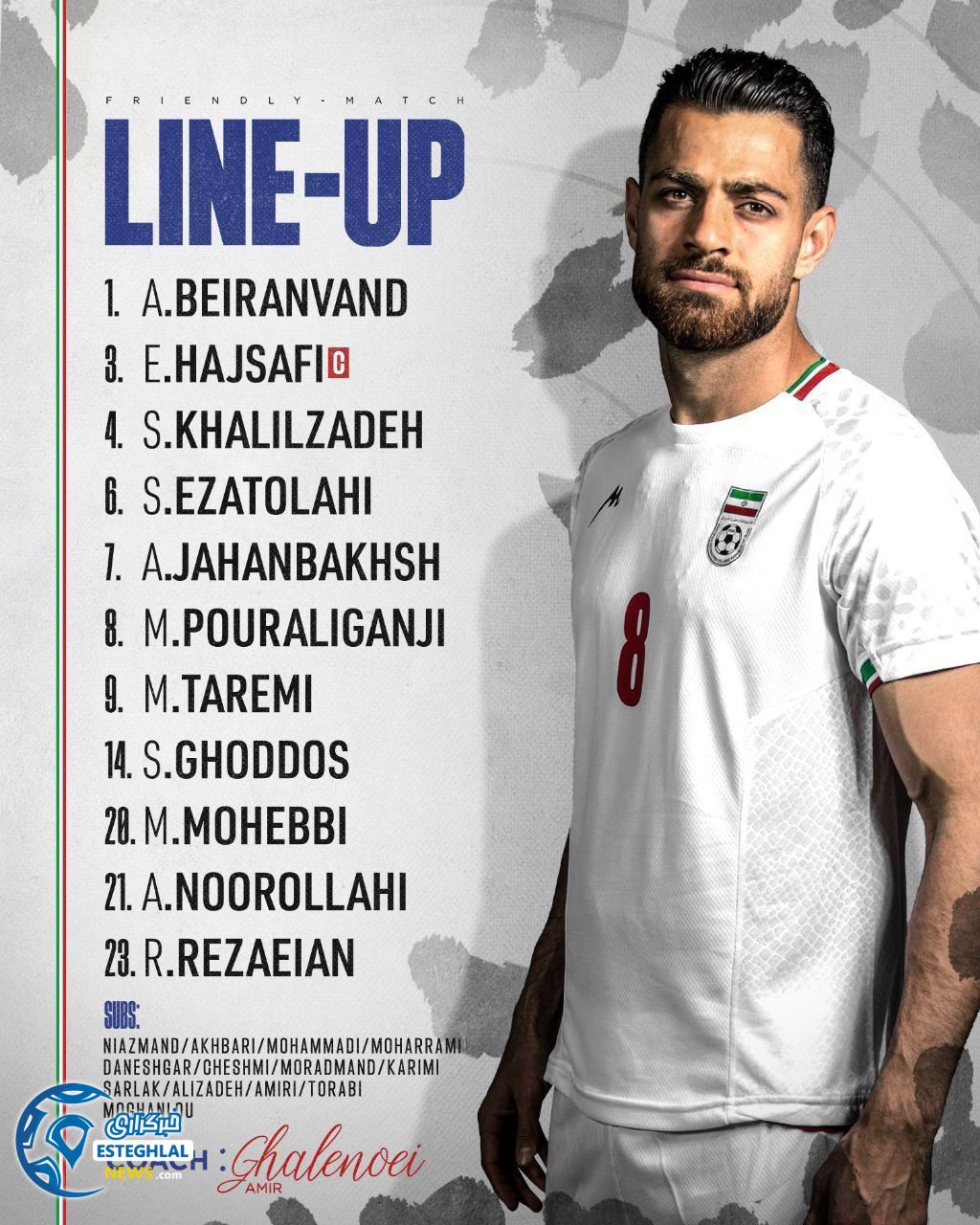 ترکیب تیم ملی ایران مقابل بلغارستان