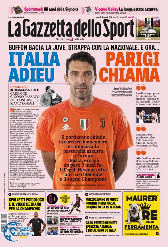 روزنامه گاتزتا دلو اسپورت جمعه 28 اردیبهشت 1397 