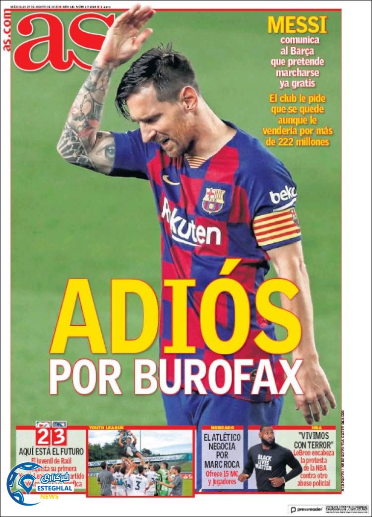 روزنامه ورزشی آاس چهارشنبه 5 شهریور 1399