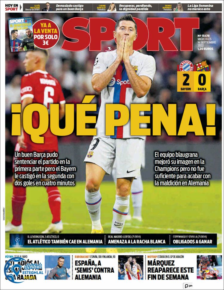 روزنامه ورزشی اسپورت چهارشنبه 23 شهریور 1401