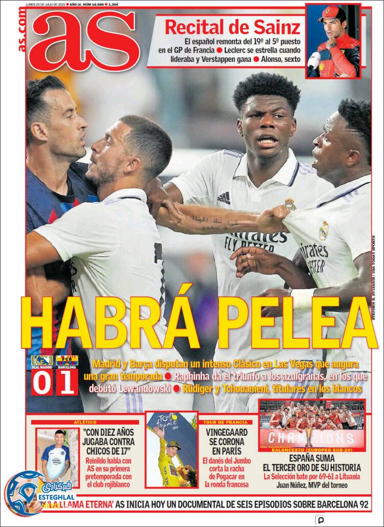 روزنامه ورزشی آ اس دوشنبه 3 مرداد 1401 