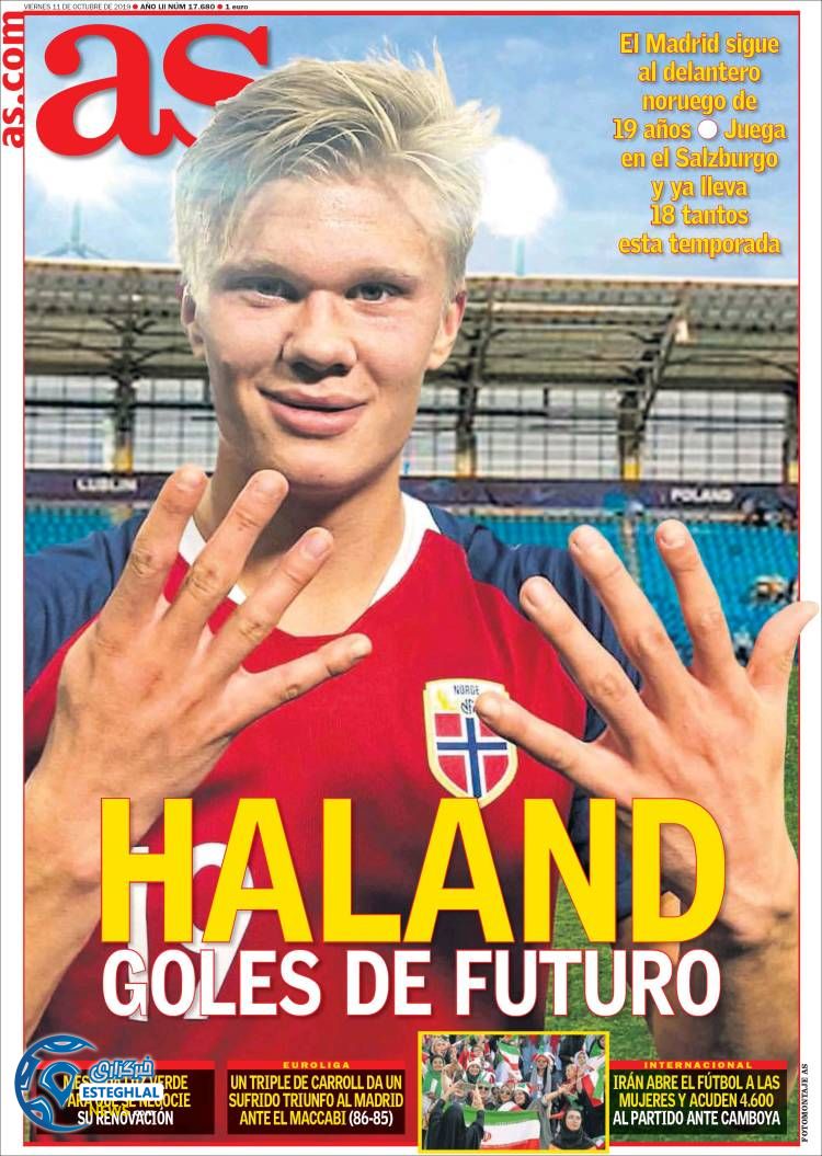 روزنامه ورزشی آاس جمعه 19 مهر 1398