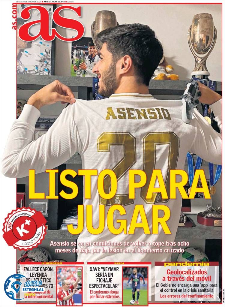 روزنامه ورزشی آاس دوشنبه 11 فروردین 1399