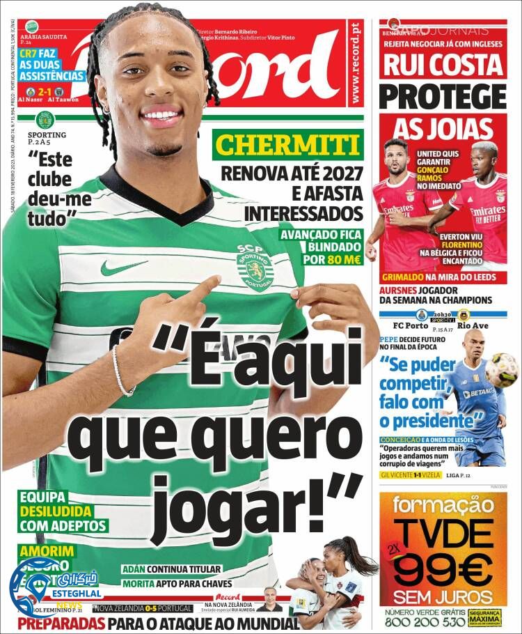 روزنامه ورزشی رکورد شنبه 29 بهمن 1401 