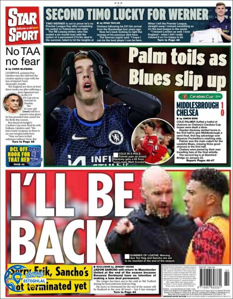 روزنامه ورزشی استار اسپورت چهارشنبه 20 دی 1402 