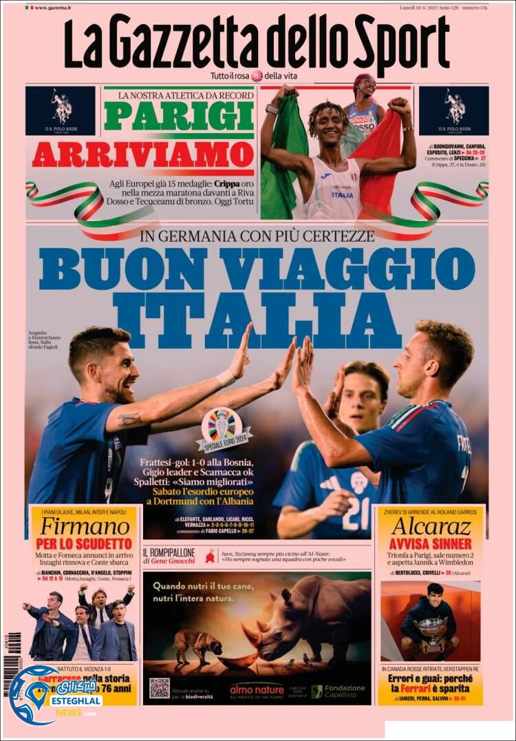 روزنامه ورزشی گاتزتا دلو اسپورت دوشنبه 21 خرداد 1403 