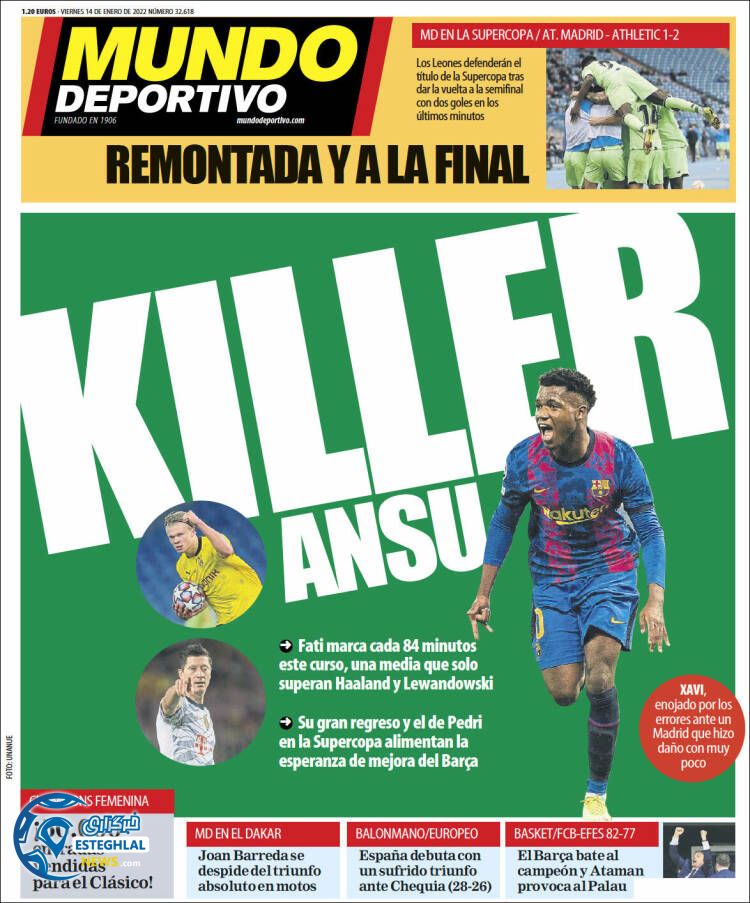 روزنامه ورزشی موندو دپورتیوو جمعه 24 دی 1400