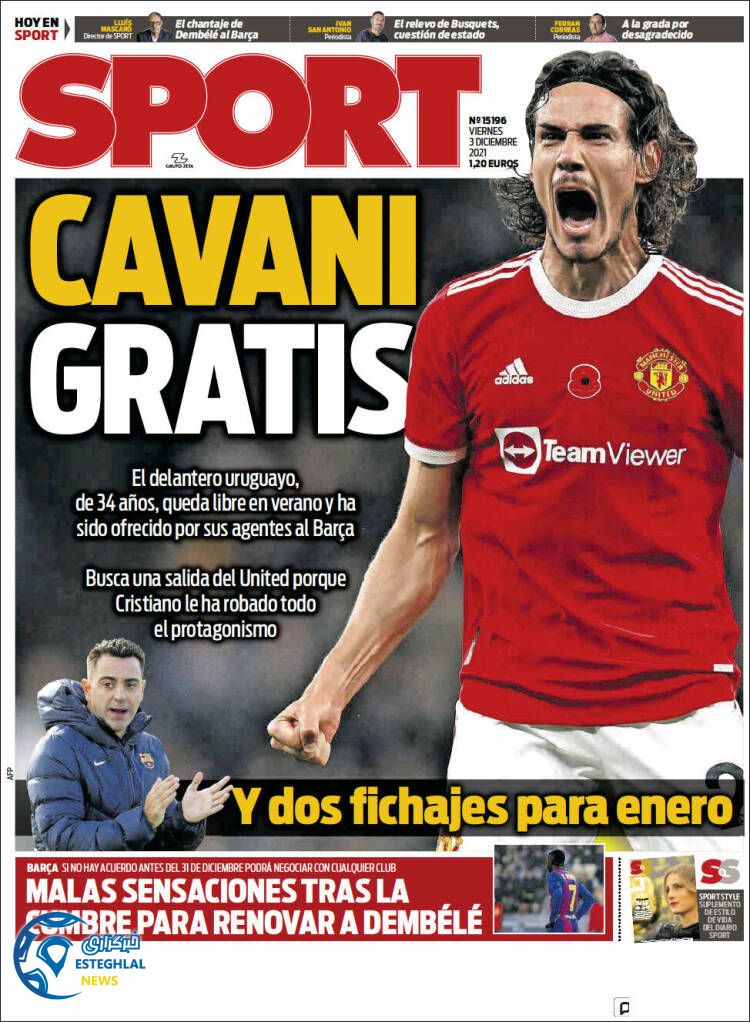 روزنامه ورزشی اسپورت جمعه 12 آذر 1400