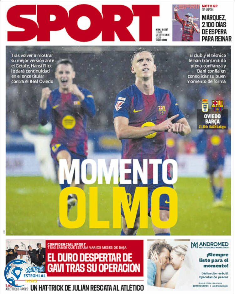 روزنامه ورزشی اسپورت  پنجشنبه 3 مهر 1404  