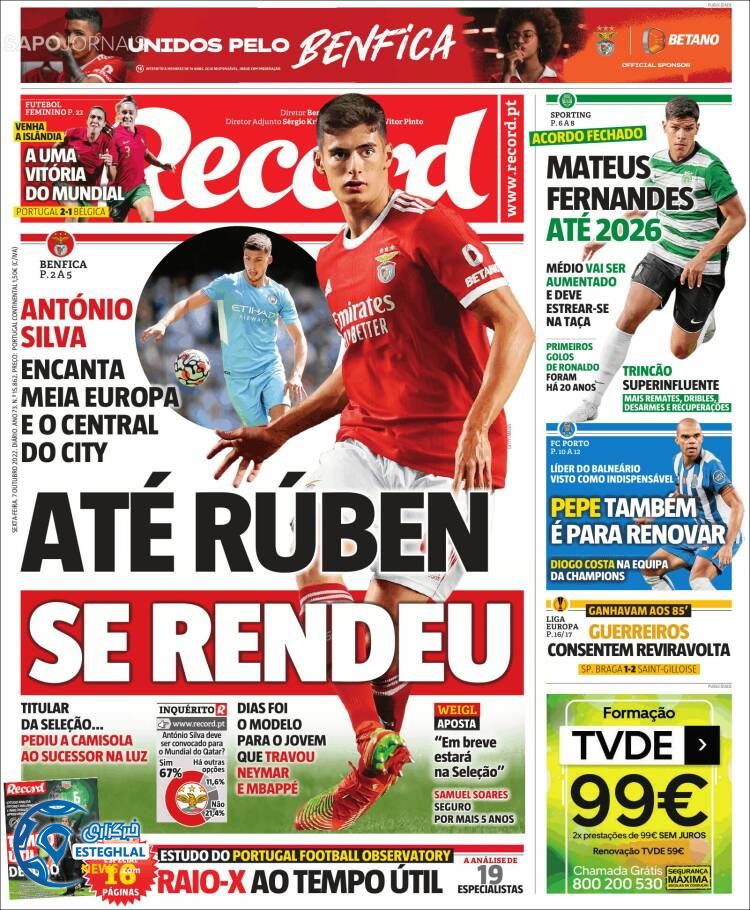 روزنامه ورزشی رکورد جمعه 15 مهر 1401