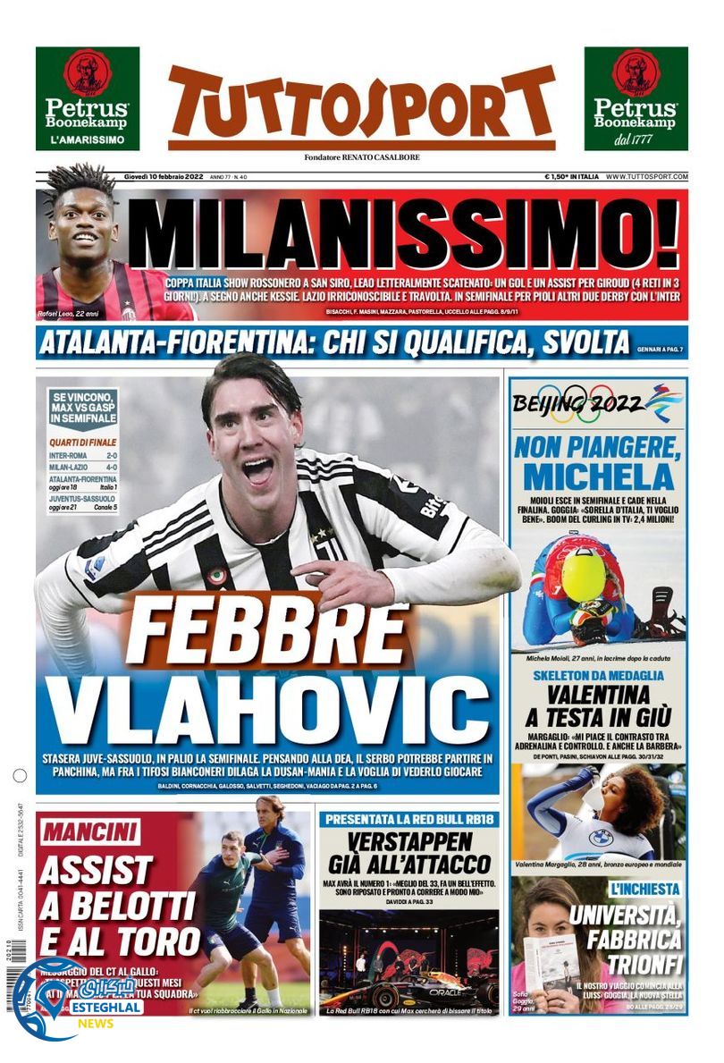 روزنامه ورزشی توتو اسپورت پنجشنبه 21 بهمن 1400