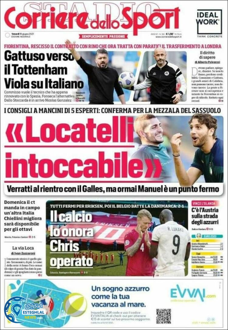 روزنامه ورزشی کوریره دلو اسپورت جمعه 28 خرداد 1400