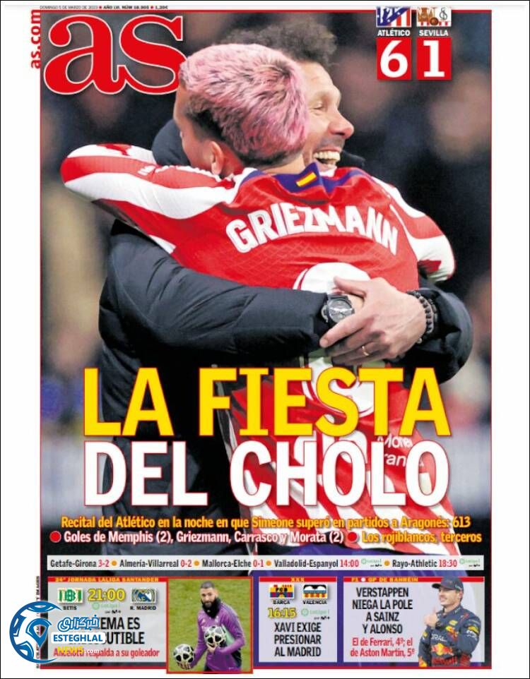 روزنامه ورزشی آ اس یکشنبه 14 اسفند 1401 