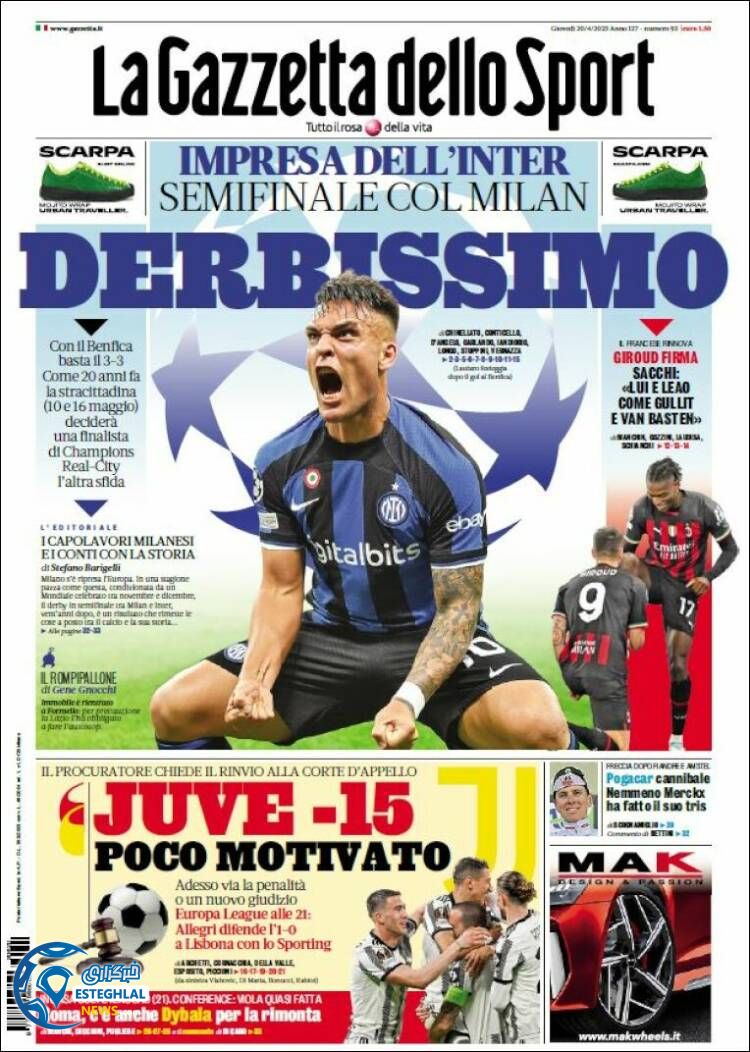 روزنامه ورزشی گاتزتا دلو اسپورت پنجشنبه 31 فروردین 1402 