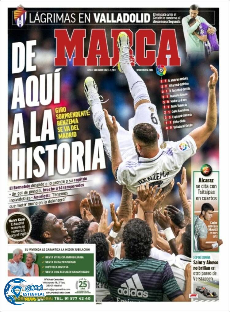 روزنامه ورزشی مارکا دوشنبه 15 خرداد 1402 