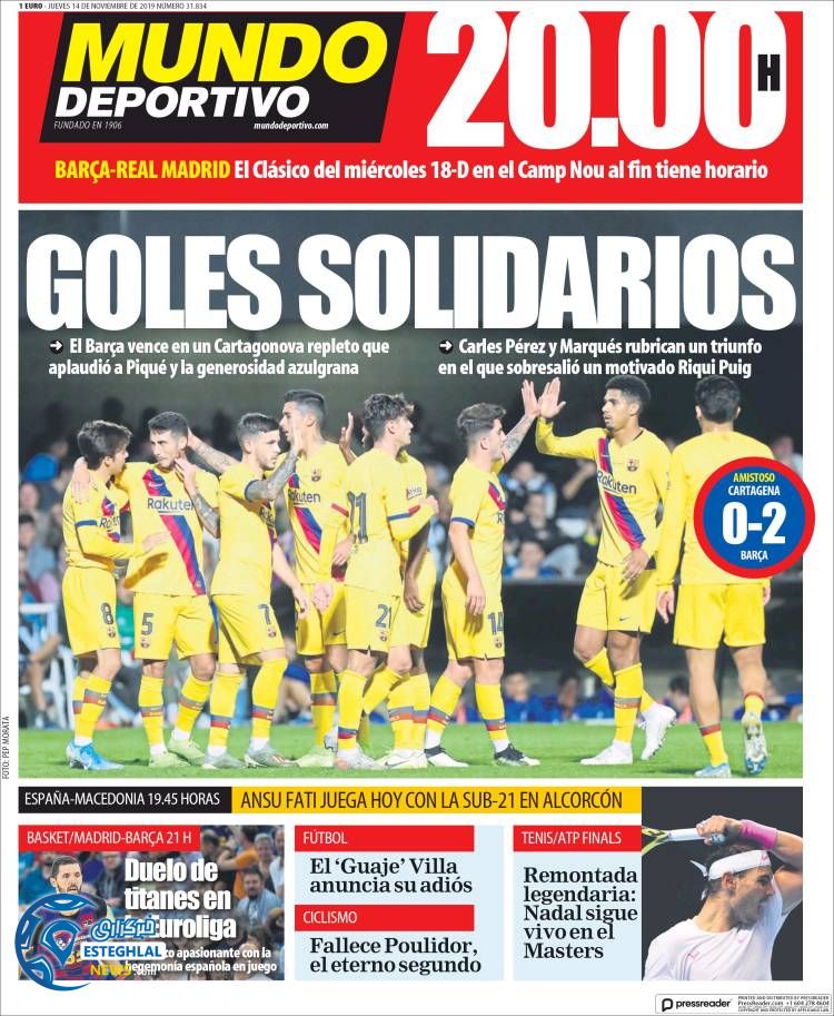 روزنامه ورزشی موندو دپورتیوو پنجشنبه 23 آبان 1398